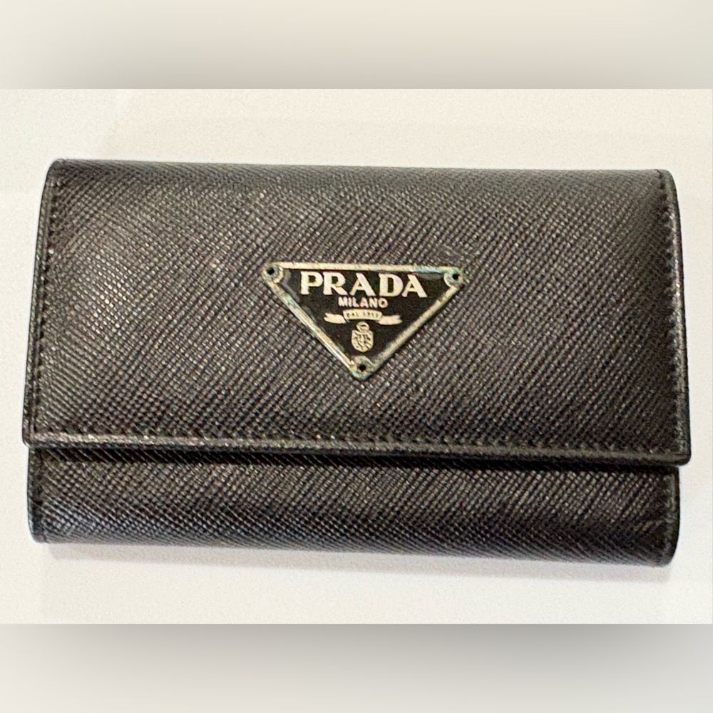 Prada Black Saffiano Leather Key Case Holder